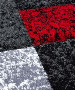 Alfombra moderna de cuadros - Roja - close up materiaal, thumbnail