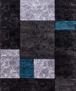 Alfombra moderna de cuadros Hawaii - Turquesa