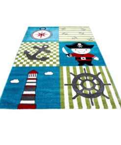 Alfombra infantil Piratas - Azul/Verde - overzicht schuin, thumbnail Alfombra infantil Piratas - Azul/Verde - overzicht schuin, thumbnail