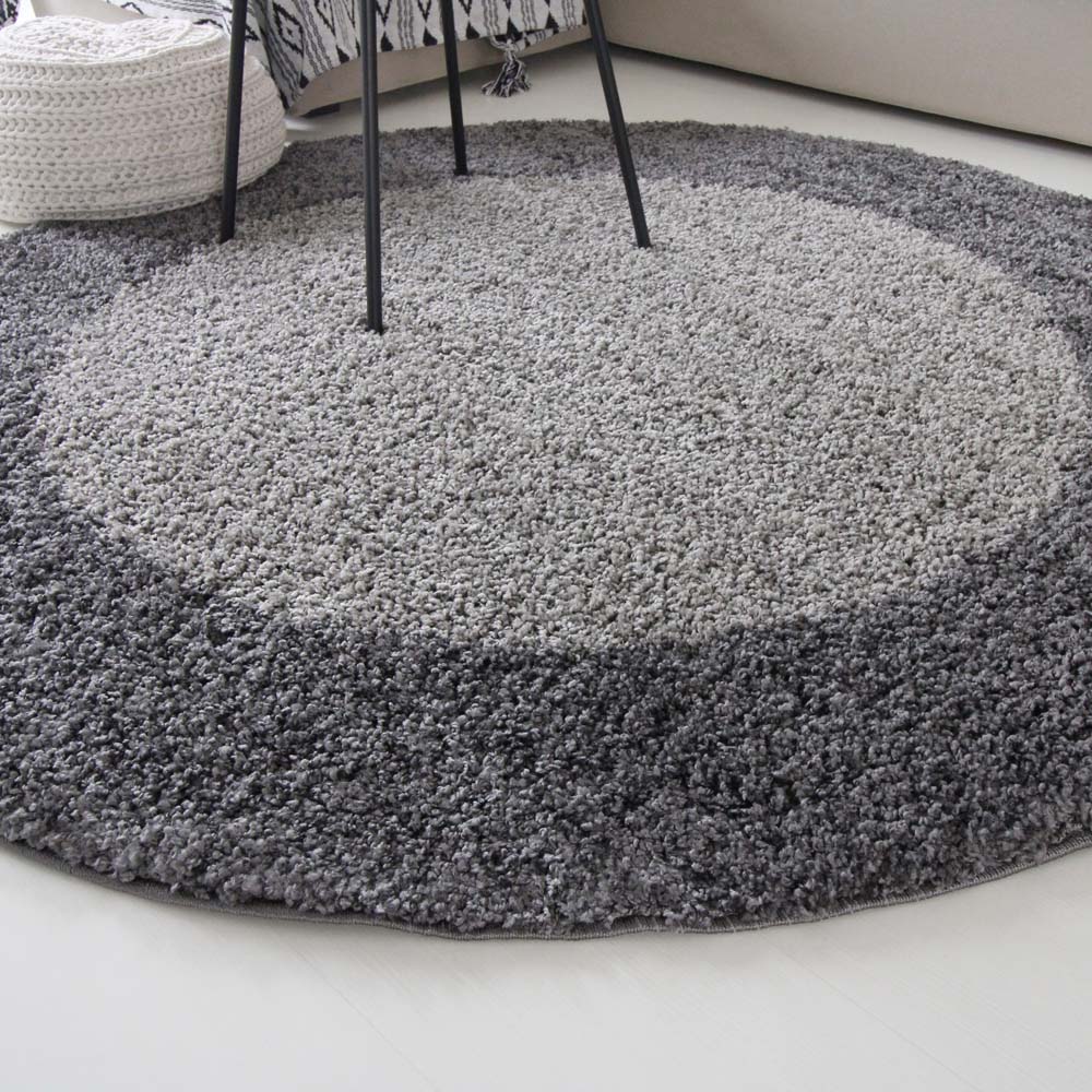 Alfombra redonda de pelo largo con ribete Shaggy Trend - Gris - sfeer Alfombra redonda de pelo largo con ribete Shaggy Trend - Gris - sfeer