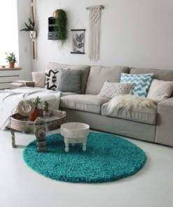 Alfombra pelo largo redonda - Shaggy Royal turquesa - sfeer, thumbnail