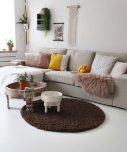 Alfombra pelo largo redonda - Shaggy Royal marrón - sfeer, thumbnail Alfombra pelo largo redonda - Shaggy Royal marrón - sfeer, thumbnail