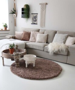 Alfombra pelo largo redonda - Shaggy Royal moca