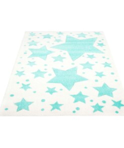 Alfombra infantil estrellas - Stella crema/azul menta - overzicht schuin, thumbnail