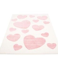 Alfombra infantil corazones - Amie crema/rosa - overzicht schuin, thumbnail