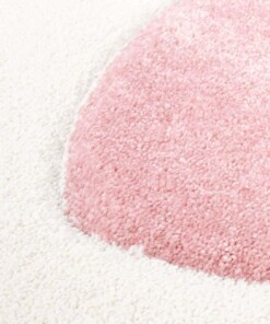 Alfombra infantil corazones redonda - Amie crema/rosa - close up materiaal, thumbnail