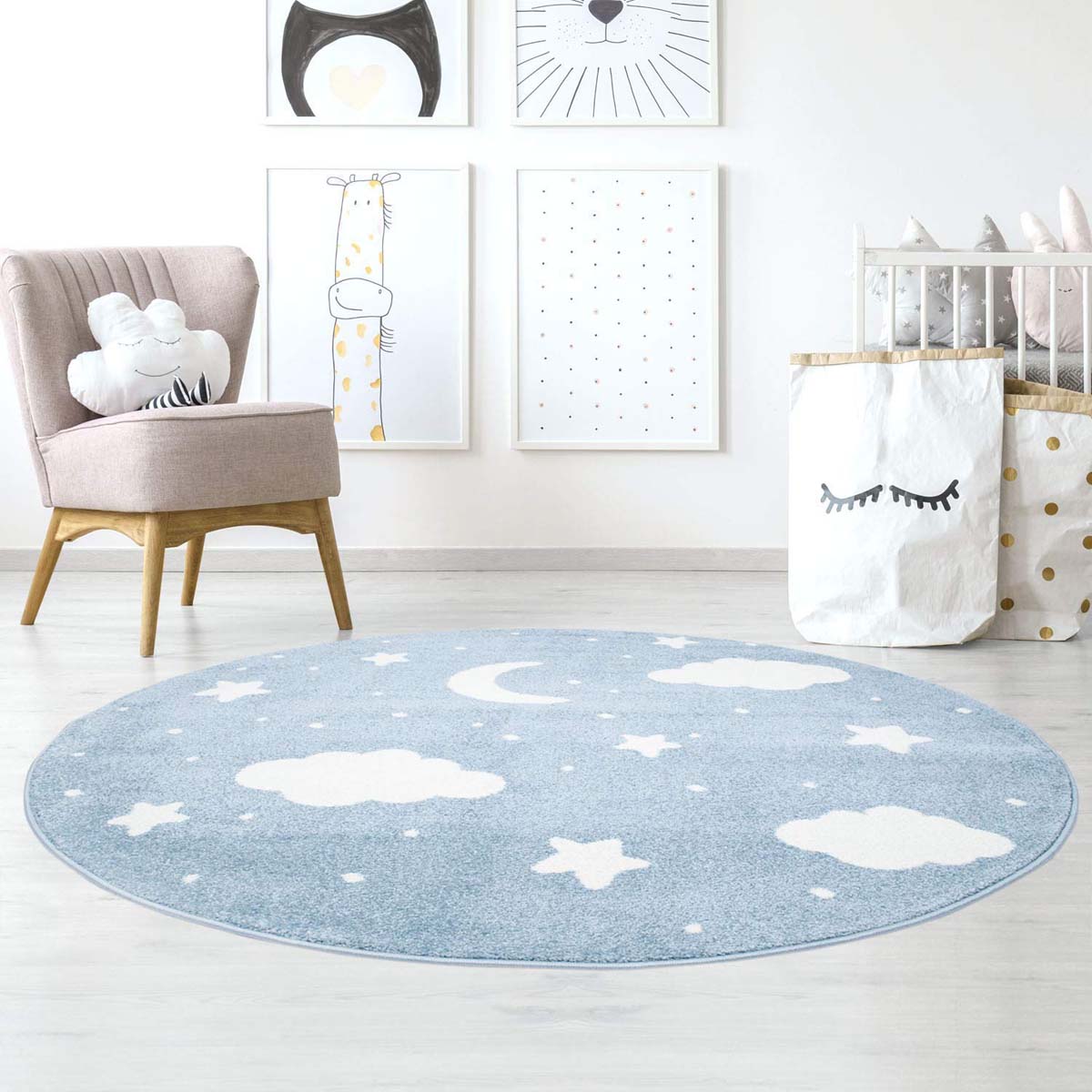 Alfombra infantil nube - Luna azul/crema - sfeer Alfombra infantil nube - Luna azul/crema - sfeer