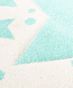 Alfombra infantil estrellas - Stella crema/azul menta - close up materiaal, thumbnail