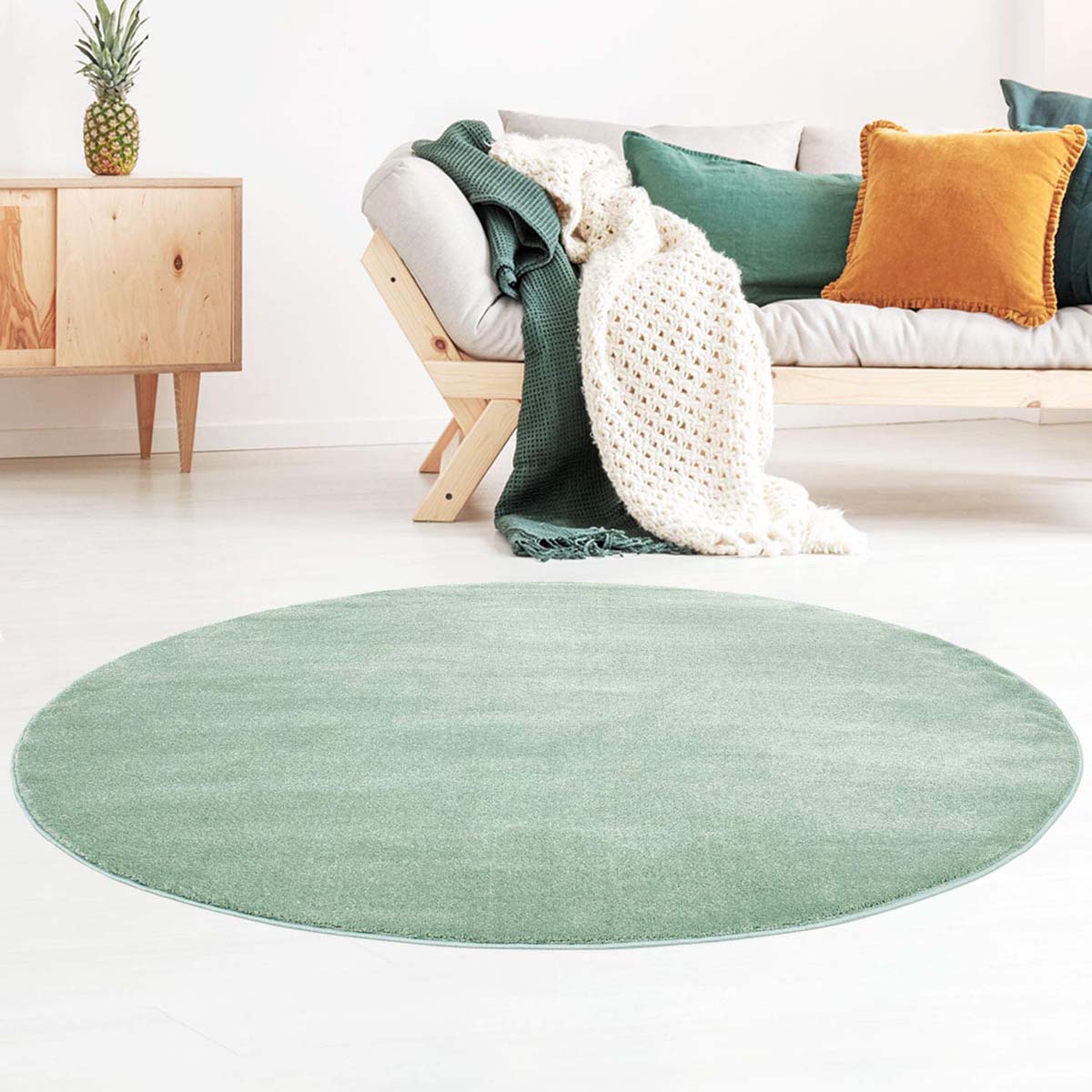 Alfombra redonda de terciopelo Gala - Verde menta - sfeer Alfombra redonda de terciopelo Gala - Verde menta - sfeer