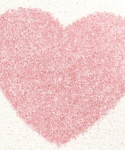 Alfombra infantil corazones redonda - Amie crema/rosa - close up materiaal, thumbnail