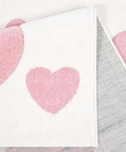 Alfombra infantil corazones - Amie crema/rosa - close up vouw, thumbnail