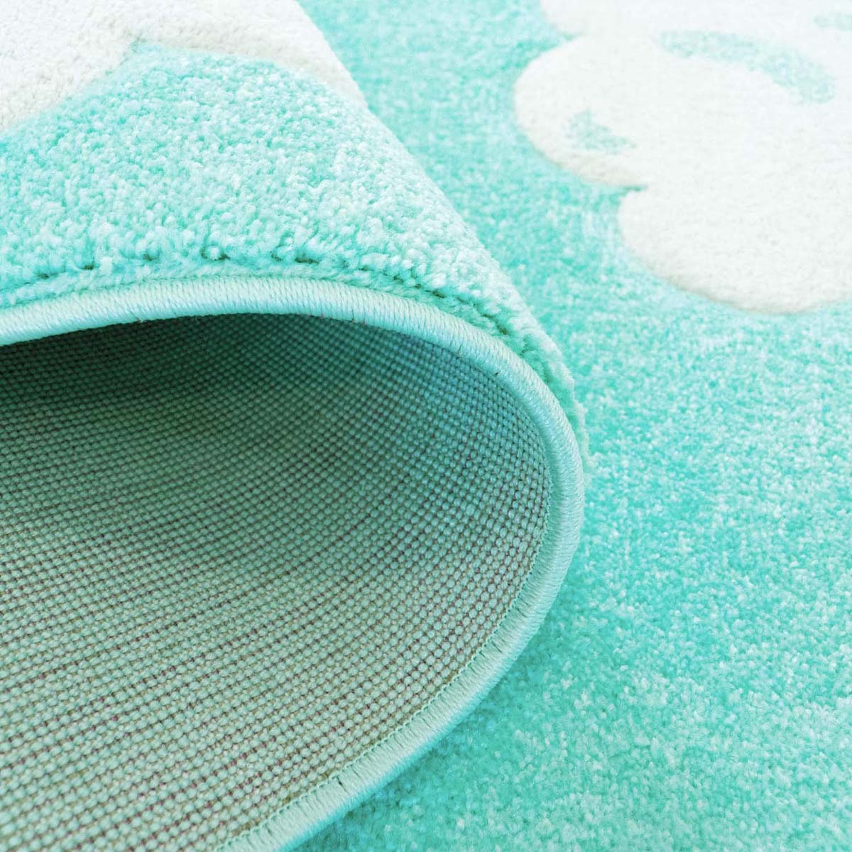 Alfombra infantil nube - Cloud azul menta - close up vouw Alfombra infantil nube - Cloud azul menta - close up vouw