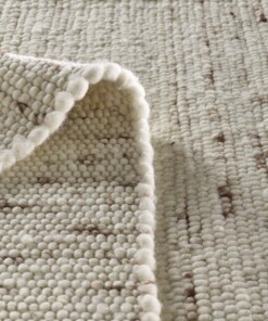 Alfombra de pasillo de lana tejida a mano Oslo - Crema - close up vouw, thumbnail