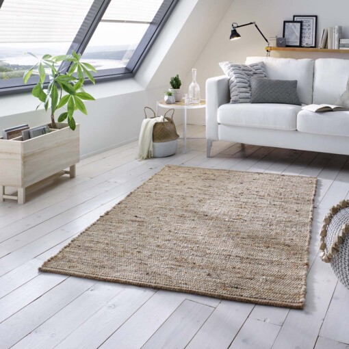 Alfombra de lana tejida a mano Oslo - Beige/Crema - sfeer
