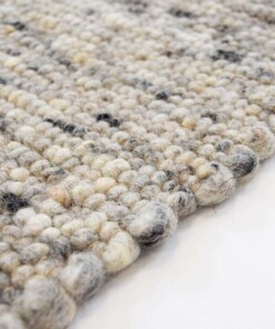 Alfombra de lana tejida a mano Ylva - Gris - close up zijkant, thumbnail