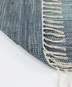 Alfombra kilim pasillo​ - Bomull azul/blanco - close up vouw, thumbnail