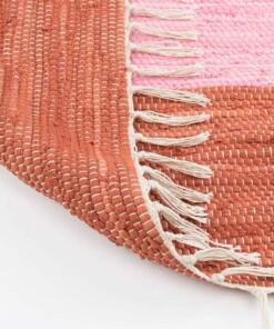 Alfombra kilim pasillo - Bomull rojo/blanco - close up vouw, thumbnail Alfombra kilim pasillo - Bomull rojo/blanco - close up vouw, thumbnail