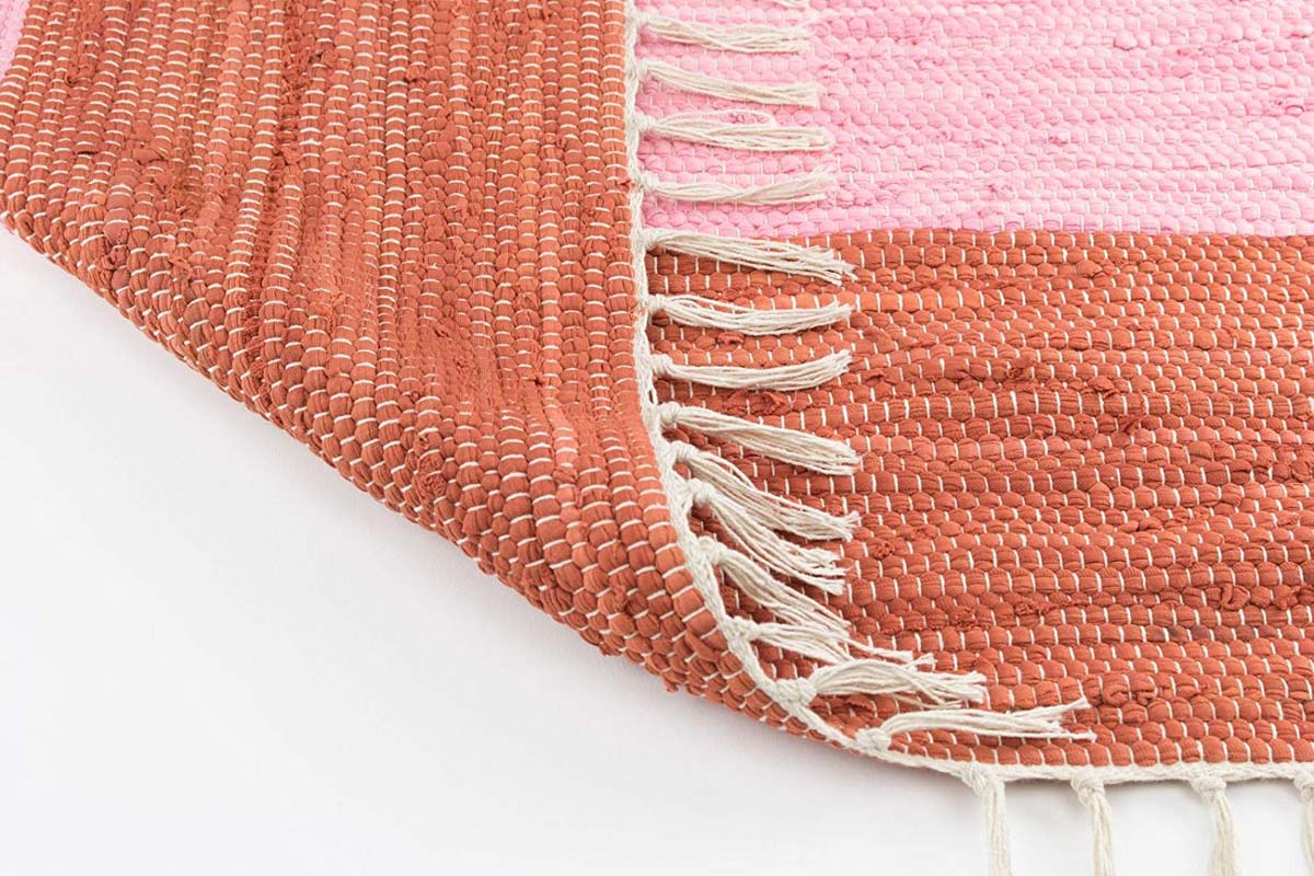 Alfombra kilim pasillo - Bomull rojo/blanco - close up vouw Alfombra kilim pasillo - Bomull rojo/blanco - close up vouw