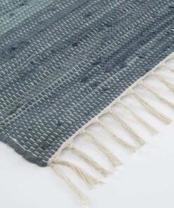 Alfombra kilim pasillo​ - Bomull azul/blanco - close up hoek, thumbnail