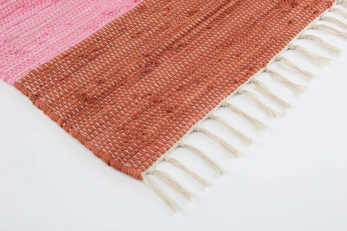 Alfombra kilim pasillo - Bomull rojo/blanco - close up hoek Alfombra kilim pasillo - Bomull rojo/blanco - close up hoek