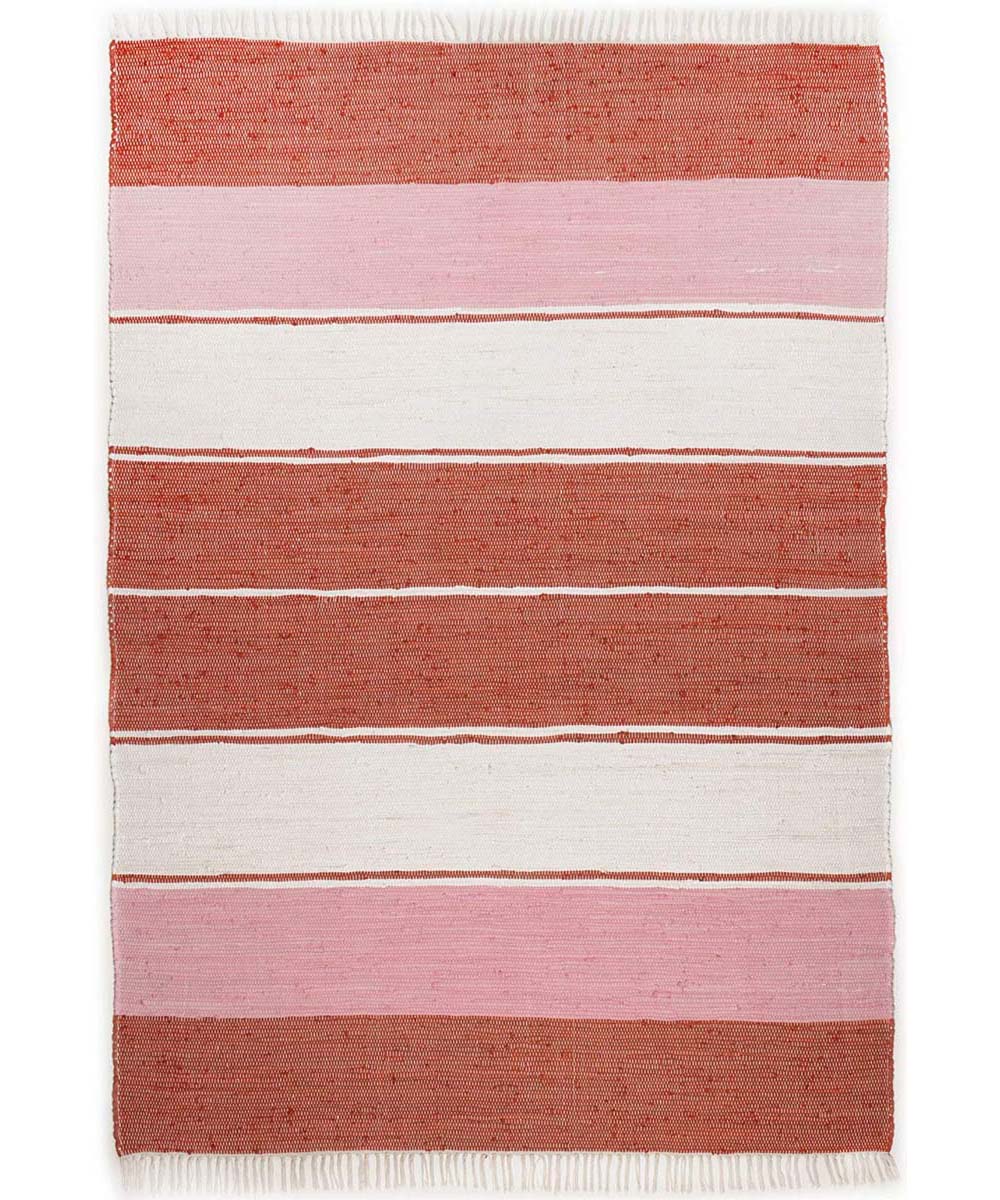 Alfombra kilim pasillo - Bomull rojo/blanco - overzicht boven Alfombra kilim pasillo - Bomull rojo/blanco - overzicht boven