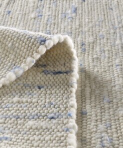 Alfombra de lana tejida a mano Oslo - Crema/Azul - close up vouw, thumbnail Alfombra de lana tejida a mano Oslo - Crema/Azul - close up vouw, thumbnail