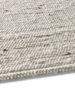 Alfombra cuadrada de lana tejida a mano Oslo - Crema/Gris - close up zijkant, thumbnail Alfombra cuadrada de lana tejida a mano Oslo - Crema/Gris - close up zijkant, thumbnail