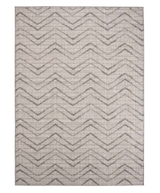 Alfombra de exterior en zigzag Summer - Crema/Gris - overzicht boven, thumbnail