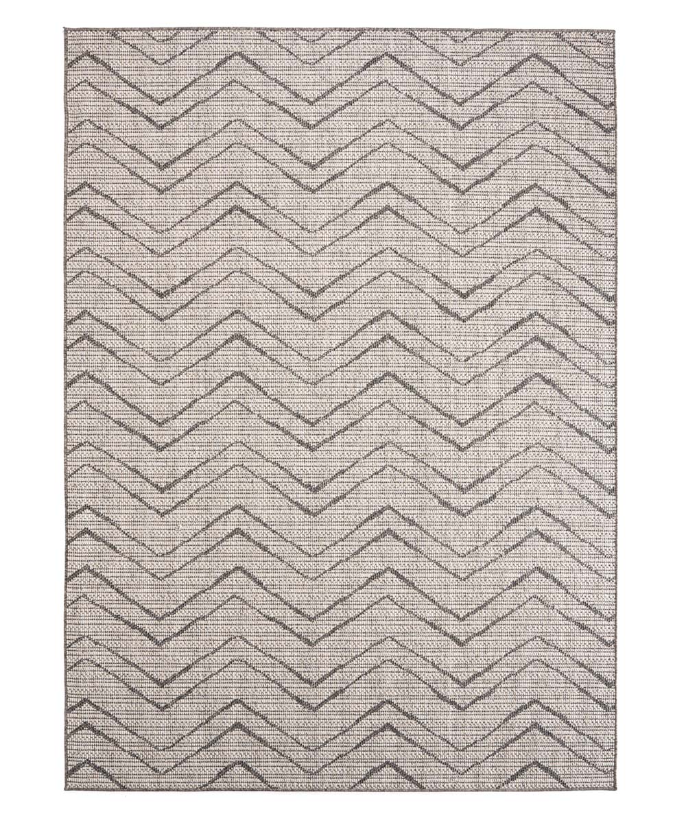 Alfombra de exterior en zigzag Summer - Crema/Gris - overzicht boven Alfombra de exterior en zigzag Summer - Crema/Gris - overzicht boven
