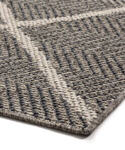 Alfombra de pasillo de exterior estilo escandinavo Verner Gris/Crema - close up hoek, thumbnail