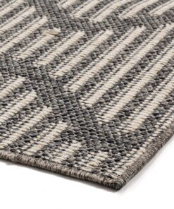 Alfombra de pasillo de exterior Waves - Gris/Crema - close up hoek, thumbnail