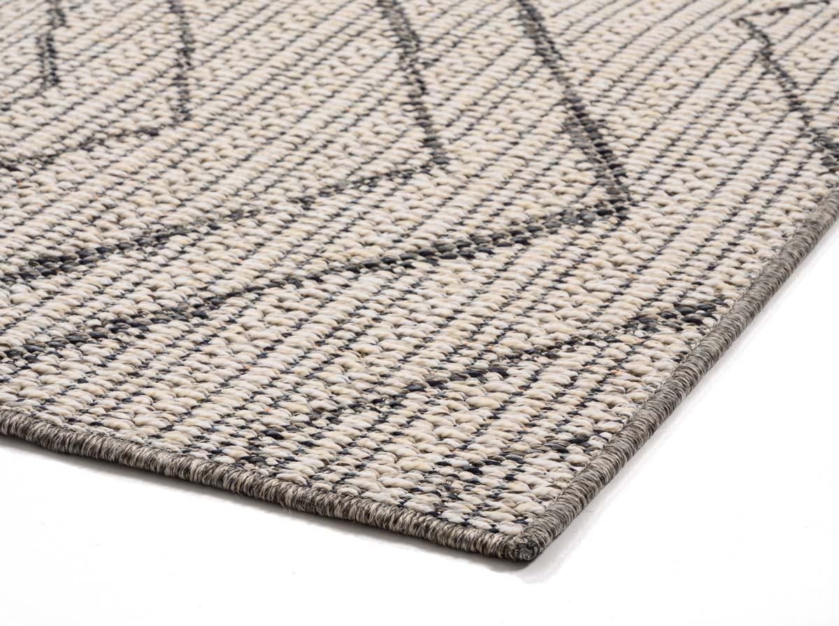 Alfombra de exterior en zigzag Summer - Crema/Gris - close up hoek Alfombra de exterior en zigzag Summer - Crema/Gris - close up hoek
