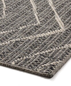 Alfombra de pasillo de exterior en zigzag Summer - Gris/Crema - close up hoek, thumbnail Alfombra de pasillo de exterior en zigzag Summer - Gris/Crema - close up hoek, thumbnail