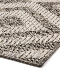 Alfombra de pasillo de exterior a rombos Kjeld - Gris/Crema - close up hoek, thumbnail