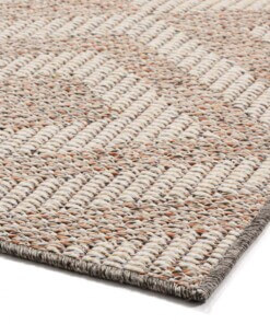 Alfombra de exterior en zigzag Raute Kjeld - Rosa Antiguo/Crema - close up hoek, thumbnail