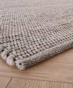 Alfombra de lana Lett - Gris claro - close up hoek, thumbnail