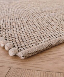 Alfombra de lana Lett - Beige/Crema - close up hoek, thumbnail