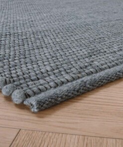 Alfombra de lana Lett - Azul acero - close up hoek, thumbnail