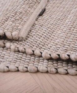 Alfombra de lana Lett - Beige/Crema - close up vouw, thumbnail