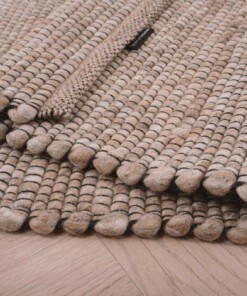 Alfombra de lana Lett - Beige - close up vouw, thumbnail
