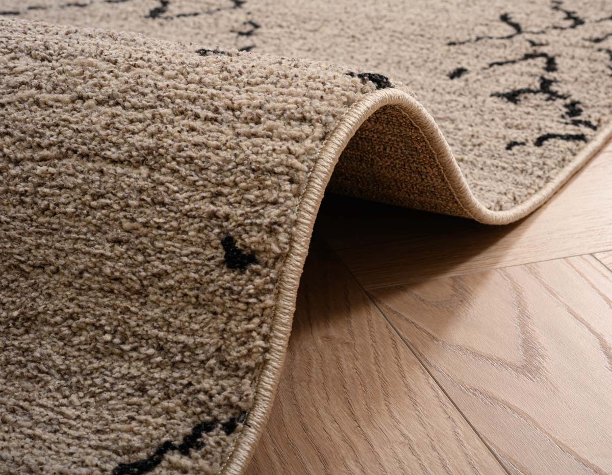 Alfombra bereber Beni Ouarain Sufian - Gris/Negro - close up vouw Alfombra bereber Beni Ouarain Sufian - Gris/Negro - close up vouw