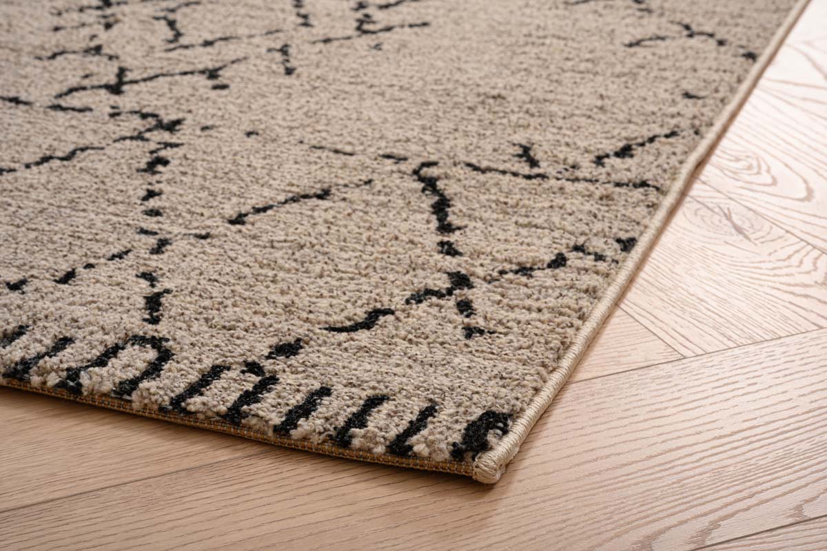 Alfombra bereber Beni Ouarain Sufian - Gris/Negro - close up hoek Alfombra bereber Beni Ouarain Sufian - Gris/Negro - close up hoek