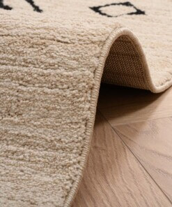 Alfombra bereber Beni Ouarain Sufian - Crema/Negro - close up vouw, thumbnail Alfombra bereber Beni Ouarain Sufian - Crema/Negro - close up vouw, thumbnail