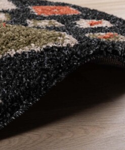 Alfombra Boho redonda de pelo largo Artisan Antracita/Multicolor - close up zijkant, thumbnail Alfombra Boho redonda de pelo largo Artisan Antracita/Multicolor - close up zijkant, thumbnail