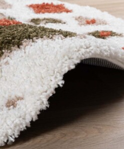 Alfombra Boho redonda de pelo largo Artisan - Blanco/Multicolor - close up zijkant, thumbnail