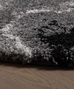 Alfombra redonda de pelo largo Marble Artisan - Gris - close up zijkant, thumbnail