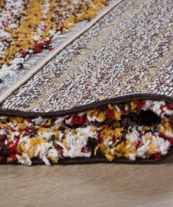 Alfombra de pasillo de pelo largo a rayas Artisan - Multicolor/Amarillo mostaza - close up vouw, thumbnail Alfombra de pasillo de pelo largo a rayas Artisan - Multicolor/Amarillo mostaza - close up vouw, thumbnail