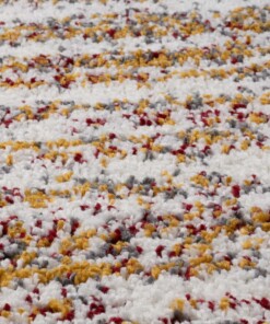 Alfombra de pasillo de pelo largo a rayas Artisan - Blanco/Multicolor - close up materiaal, thumbnail Alfombra de pasillo de pelo largo a rayas Artisan - Blanco/Multicolor - close up materiaal, thumbnail