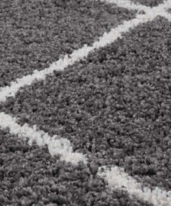 Alfombra a rombos de pelo largo Artisan - Gris/Blanco - close up materiaal, thumbnail Alfombra a rombos de pelo largo Artisan - Gris/Blanco - close up materiaal, thumbnail