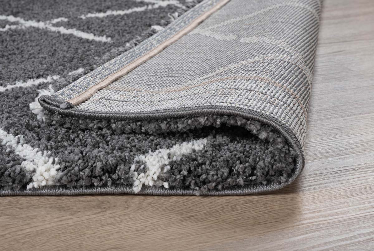 Alfombra a rombos de pelo largo Artisan - Gris/Blanco - close up vouw Alfombra a rombos de pelo largo Artisan - Gris/Blanco - close up vouw